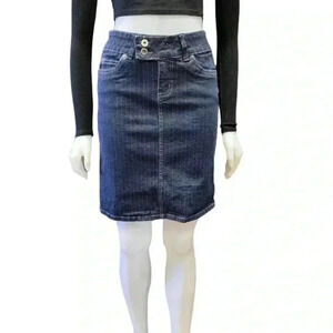 Bongo Vintage Pinstripe Denim Pencil  Mini Skirt Size 5